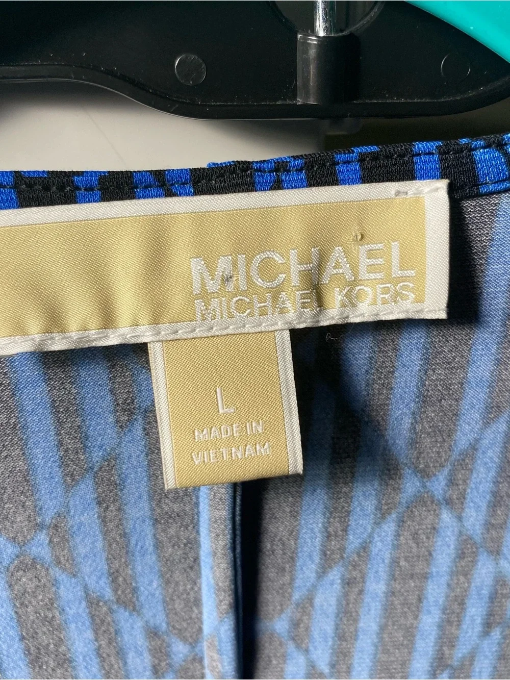 Michael Kors Blue and Black Patterned Wrap-Style Dress